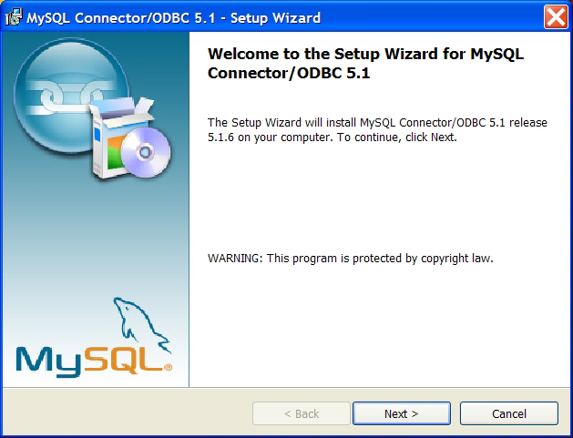 Начало установки MySQL Connector ODBC 5.1.6